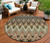 8' Taupe Olive Green And Beige Round Southwestern Washable Indoor Outdoor Area Rug