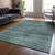 9' X 12' Teal Blue Aqua And Gray Striped Washable Indoor Outdoor Area Rug Transitional Style - Teal Blue, Aqua, Gray Color