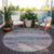8' Blush Round Striped Washable Indoor Outdoor Area Rug
