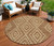 8' Brown And Beige Round Geometric Washable Indoor Outdoor Area Rug - 608219205980