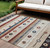 10' X 14' Beige Rust And Navy Blue Striped Washable Indoor Outdoor Area Rug