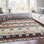 10' X 14' Beige Rust And Navy Blue Striped Washable Indoor Outdoor Area Rug