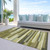 10' X 14' Olive Green Ivory And Beige Striped Washable Indoor Outdoor Area Rug