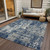 9' X 12' Navy Blue Gray And Ivory Abstract Washable Indoor Outdoor Area Rug Transitional Style - Navy Blue, Gray, Ivory Color