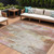 9' X 12' Tan Mauve And Ivory Abstract Washable Indoor Outdoor Area Rug