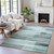 9' X 12' Teal Blue And Ivory Striped Washable Indoor Outdoor Area Rug - Teal Blue, Ivory