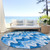 8' Sky Blue Denim Blue And Ivory Round Abstract Washable Indoor Outdoor Area Rug - 608219250171
