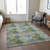 10' X 14' Blue and Green Floral Medallion Washable Non Skid Indoor Outdoor Area Rug