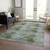 10' X 14' Blue and Green Floral Medallion Washable Non Skid Indoor Outdoor Area Rug