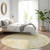 8' Gold Wheat And Ivory Round Floral Washable Indoor Outdoor Area Rug