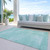 9' X 12' Turquoise And Teal Blue Abstract Washable Indoor Outdoor Area Rug