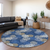 8' Navy Blue Brown And Ivory Round Polka Dot Washable Indoor Outdoor Area Rug
