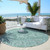 8' Teal Blue Aqua And Gray Round Floral Washable Indoor Outdoor Area Rug