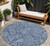 8' Navy Blue And Ivory Round Floral Washable Indoor Outdoor Area Rug - Navy Blue, Ivory
