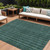 9' X 12' Teal Blue Aqua And Mint Green Striped Washable Indoor Outdoor Area Rug
