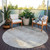 8' Round Taupe Round Ombre Washable Non Skid Indoor Outdoor Area Rug