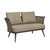 56" Dark Gray Aluminum Outdoor Love Seat with Taupe Cushions