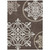 9' X 12' Chocolate Beige And Ivory Floral Medallion Washable Indoor Outdoor Area Rug