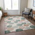 8' X 10' Salmon Green And Peach Geometric Washable Indoor Outdoor Area Rug