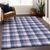 9' X 12' Navy Blue Purple And Beige Plaid Washable Indoor Outdoor Area Rug