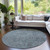 8' Teal Blue And Gray Round Southwestern Washable Indoor Outdoor Area Rug
