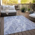 9' X 12' Denim Blue And Sky Blue Geometric Washable Indoor Outdoor Area Rug - Denim Blue, Sky Blue