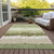 9' X 12' Beige And Olive Green Striped Washable Indoor Outdoor Area Rug