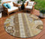 8' Brown Beige And Ivory Round Aztec Washable Indoor Outdoor Area Rug