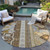 8' Brown Beige And Ivory Round Aztec Washable Indoor Outdoor Area Rug
