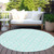 8' Aqua And Beige Round Ogee Washable Indoor Outdoor Area Rug
