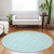 8' Aqua And Beige Round Ogee Washable Indoor Outdoor Area Rug