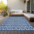 10' X 14' Navy Blue And Ivory Geometric Washable Indoor Outdoor Area Rug - Navy Blue, Ivory