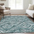 8' X 10' Teal Blue Aqua And Gray Geometric Washable Indoor Outdoor Area Rug - 606114932925