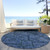 8' Navy Blue And Denim Blue Round Floral Washable Indoor Outdoor Area Rug - Navy Blue, Denim Blue