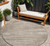 8' Taupe Gray And Ivory Round Striped Washable Indoor Outdoor Area Rug - 608219255626