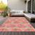 9' X 12' Coral And Taupe Geometric Washable Indoor Outdoor Area Rug