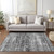 8' X 10' Black Gray And Charcoal Abstract Washable Indoor Outdoor Area Rug