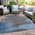 10' X 14' Denim Blue And Gray Abstract Washable Indoor Outdoor Area Rug - Denim Blue, Gray