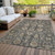 10' X 14' Gray Silver And Beige Oriental Washable Indoor Outdoor Area Rug
