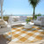8' Orange And Beige Round Plaid Washable Indoor Outdoor Area Rug