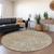 8' Beige And Brown Round Abstract Washable Indoor Outdoor Area Rug Transitional Style - Beige, Brown Color