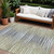 8' X 10' Beige Tan And Taupe Striped Washable Indoor Outdoor Area Rug