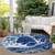 8' Navy Blue And Gray Round Nautical Washable Indoor Outdoor Area Rug