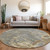 8' Taupe Gray And Beige Round Abstract Washable Indoor Outdoor Area Rug - 880016676211