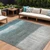 9' X 12' Teal Blue And Gray Abstract Washable Indoor Outdoor Area Rug - Teal Blue, Gray