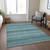 10' X 14' Teal Blue And Aqua Striped Washable Indoor Outdoor Area Rug - Teal Blue, Aqua