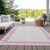 8' X 10' Pink And Ivory Striped Washable Indoor Outdoor Area Rug - 880016509717