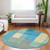 8' Teal Blue Orange And Sky Blue Round Striped Washable Indoor Outdoor Area Rug