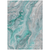 9' X 12' Teal Blue And Ivory Abstract Washable Indoor Outdoor Area Rug