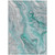 9' X 12' Teal Blue And Ivory Abstract Washable Indoor Outdoor Area Rug - Teal Blue, Ivory